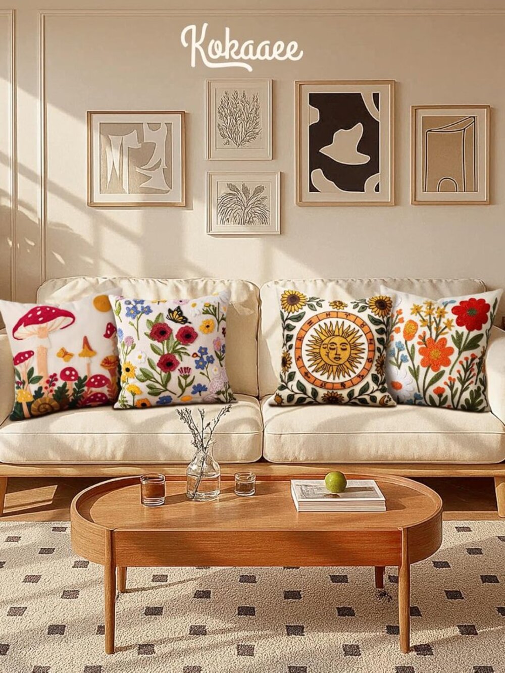 Embroidered Throw Pillow Cove Spring Summer Boho Decorative Pillow Cover - Picture 5 of 5